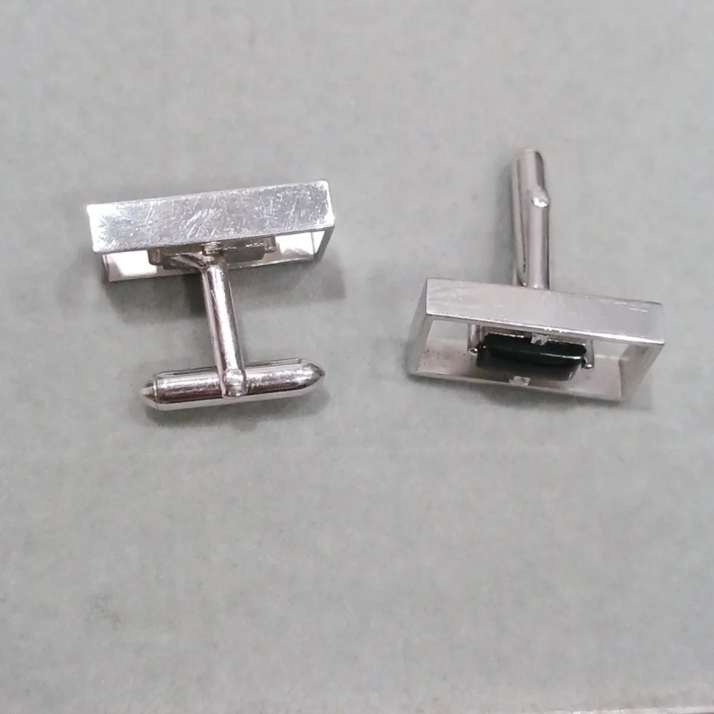 Swank Silver and Black Men's Cufflinks
